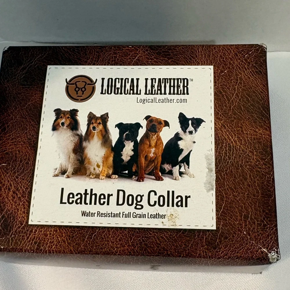 Logical Leather Brown full grain Leather Dog Collar Water‎ Resistant small